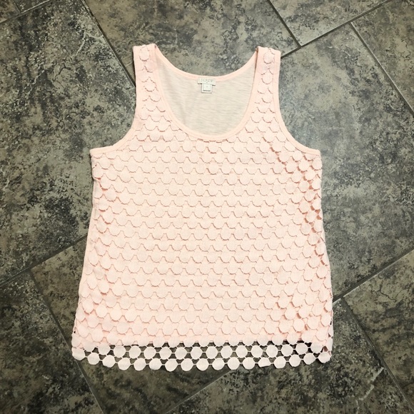 J. Crew Tops - ❌SOLD❌ J.CREW TIERED DOT LIGHT PINK BLUSH TANK TOP